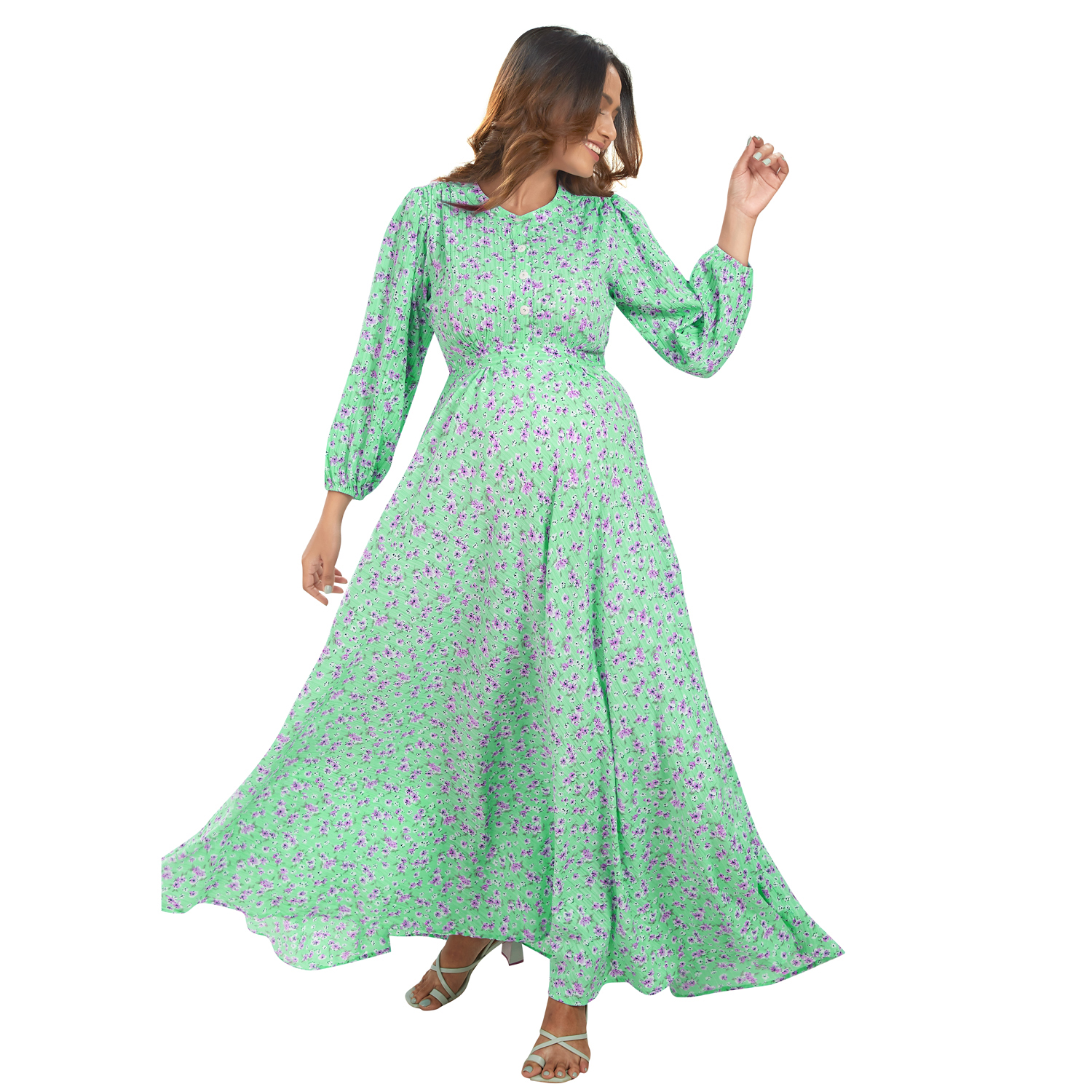 Sea Green Soft Maternity Dress - Green - Image 2