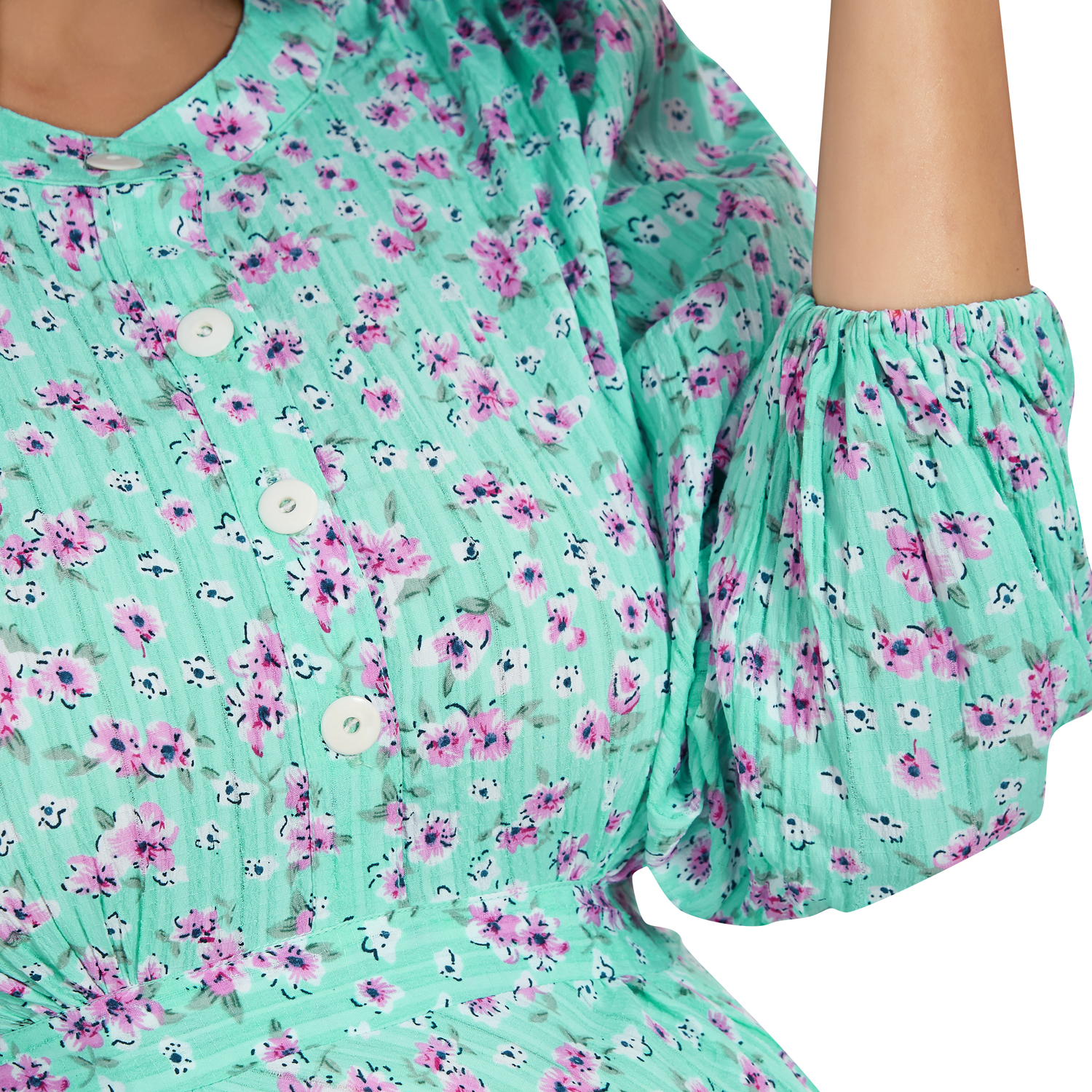 Sea Green Soft Maternity Dress - Green - Image 4