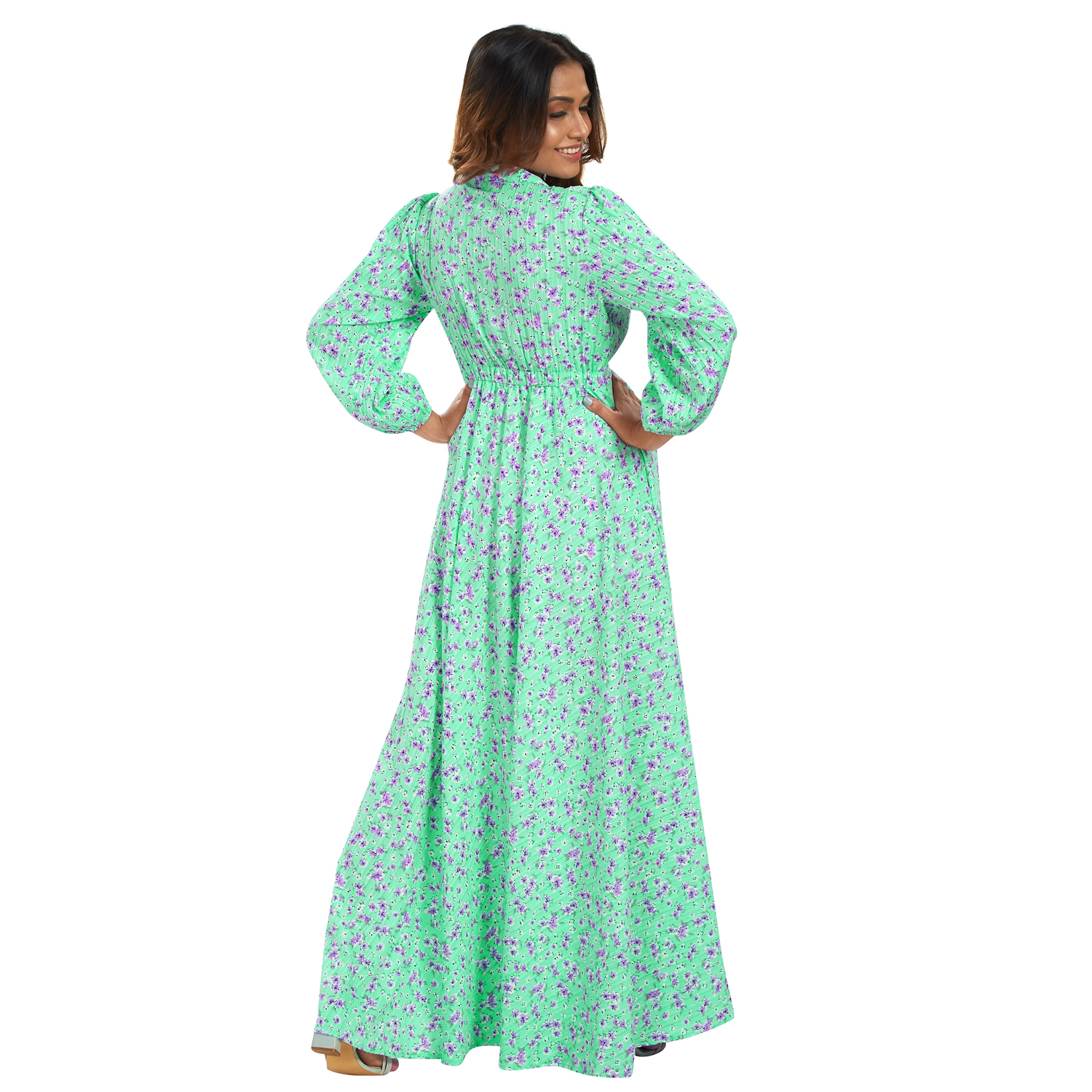 Sea Green Soft Maternity Dress - Green - Image 5