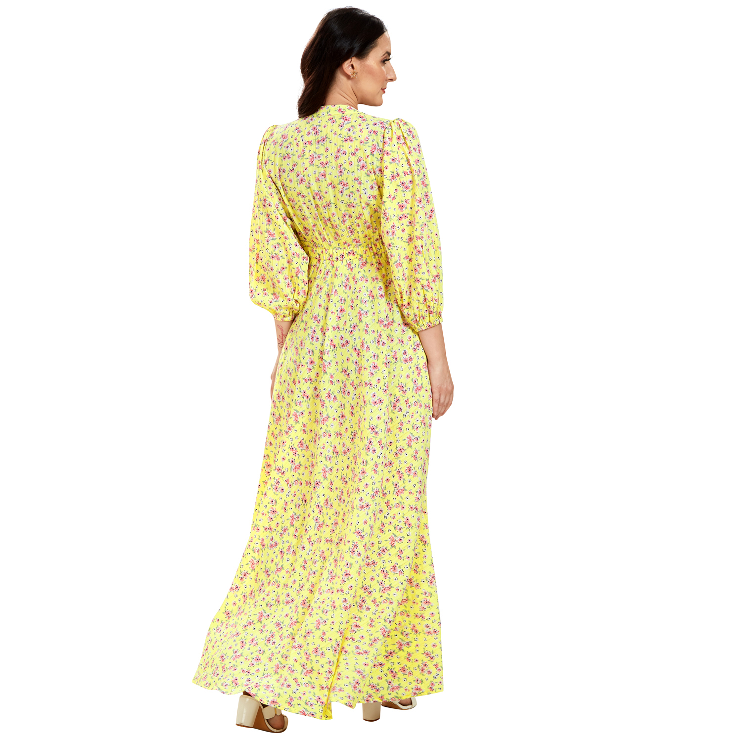 Yellow Soft Rayon Maternity Dress - Red - Image 5