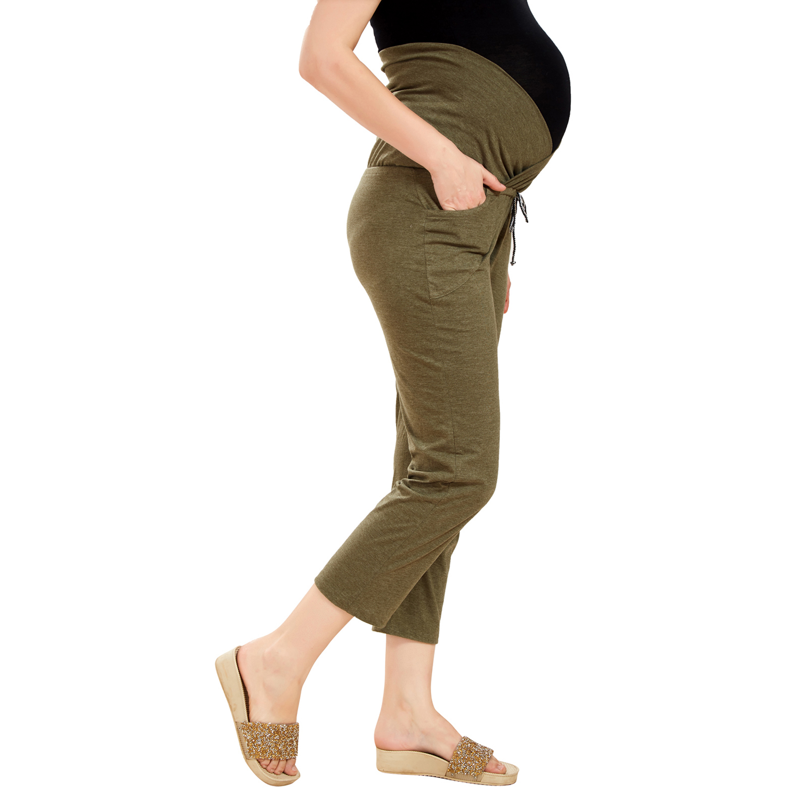 Cotton Comfortwear Relaxed Maternity Wear - Green - Image 4