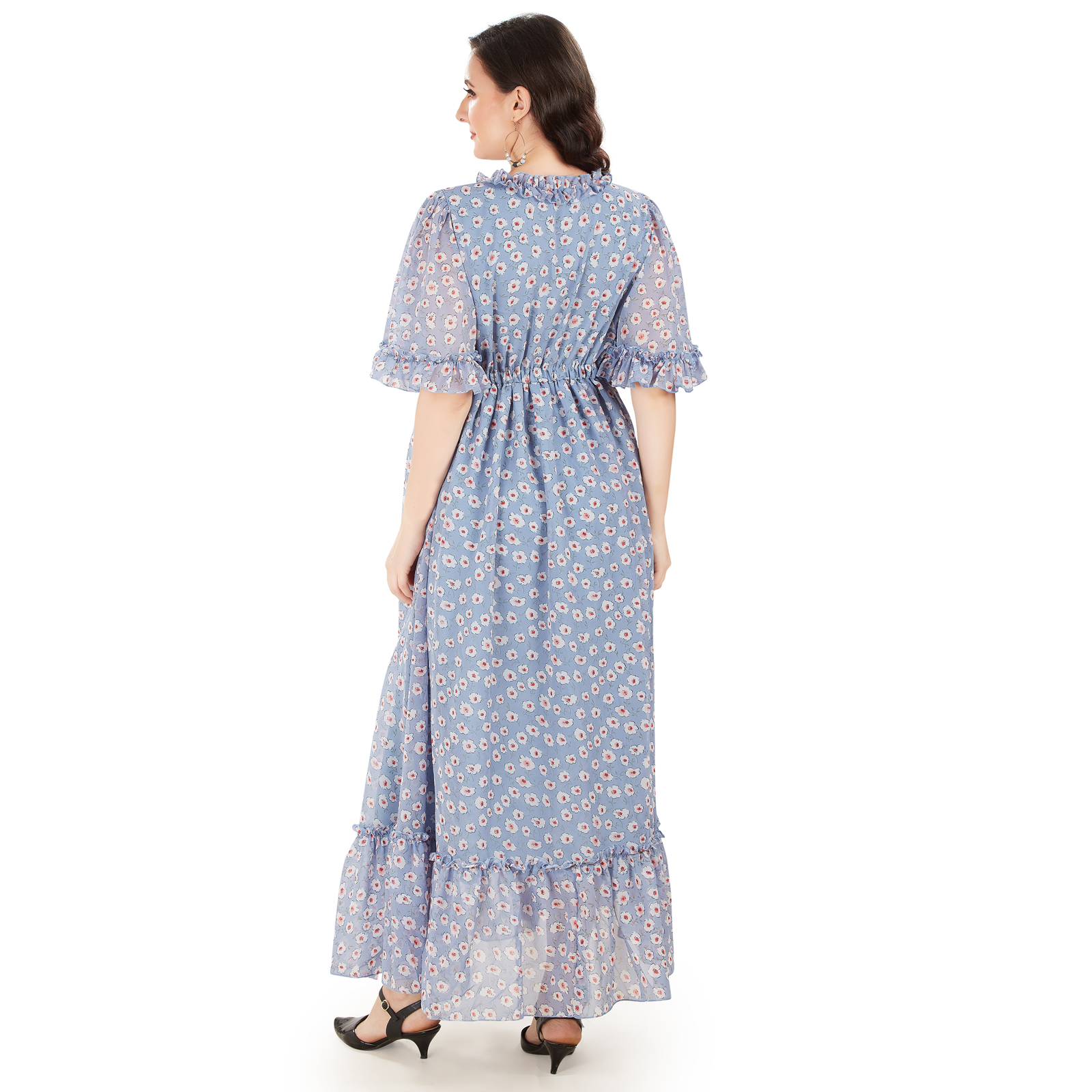 Florentine Blue Georgette Maternity Dress - Blue - Image 5