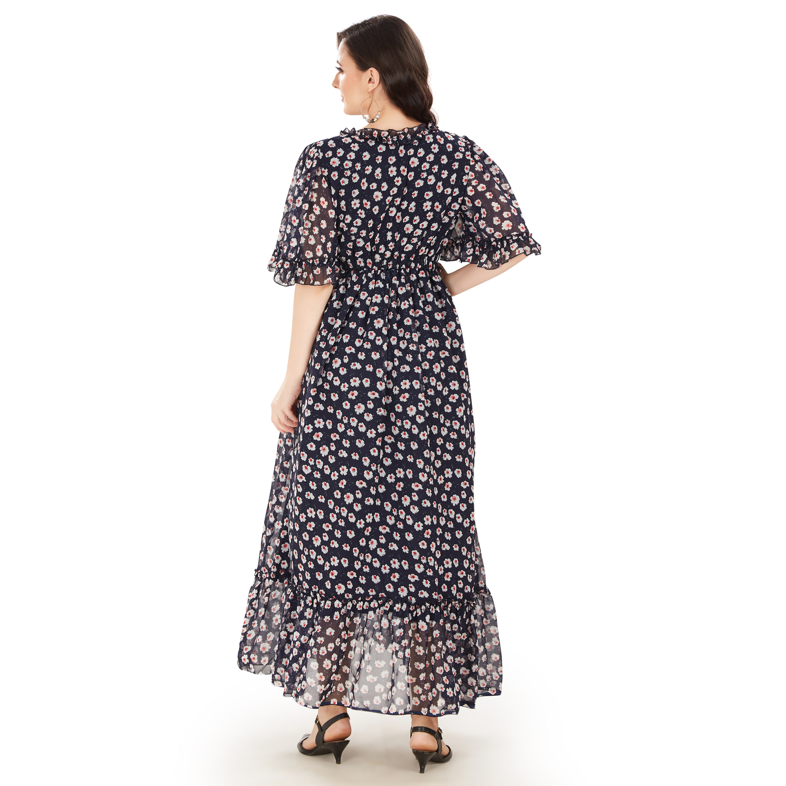 Navy Blue Georgette Maternity Dress - Blue - Image 5