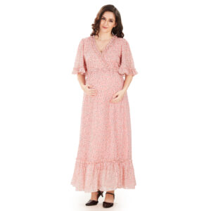 Pink Georgette Fulllength Maternity Dress - Pink
