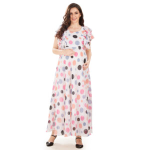Pink Polka Print Maternity Dress - Pink