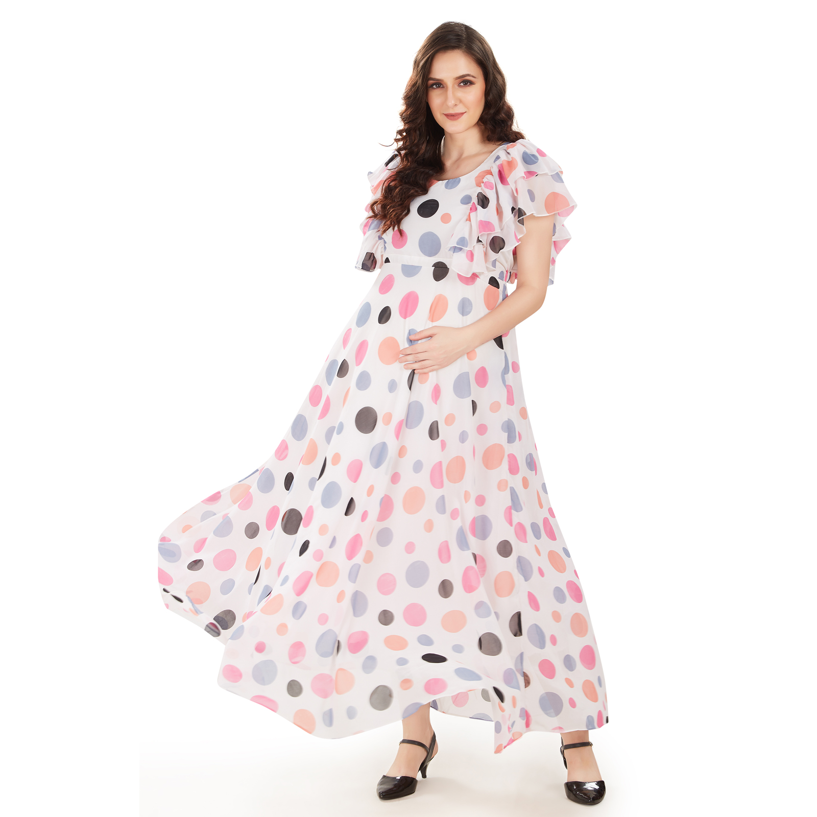 Pink Polka Print Maternity Dress - Pink - Image 2
