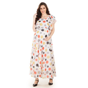 Red Polka Print Maternity Dress - Red