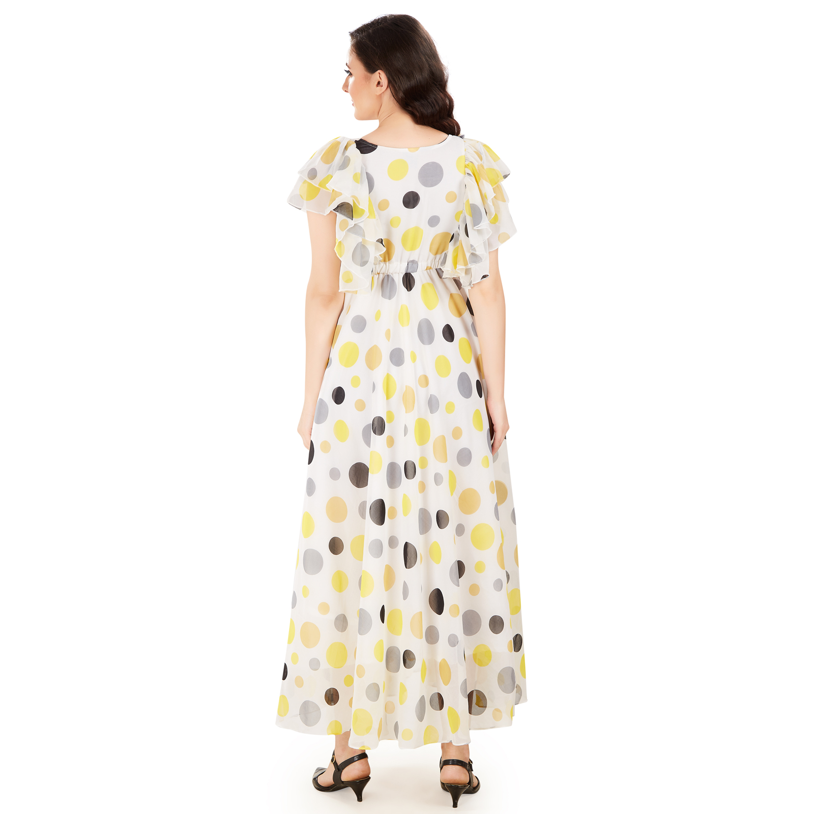 Yellow Polka Print Maternity Dress - Yellow - Image 5