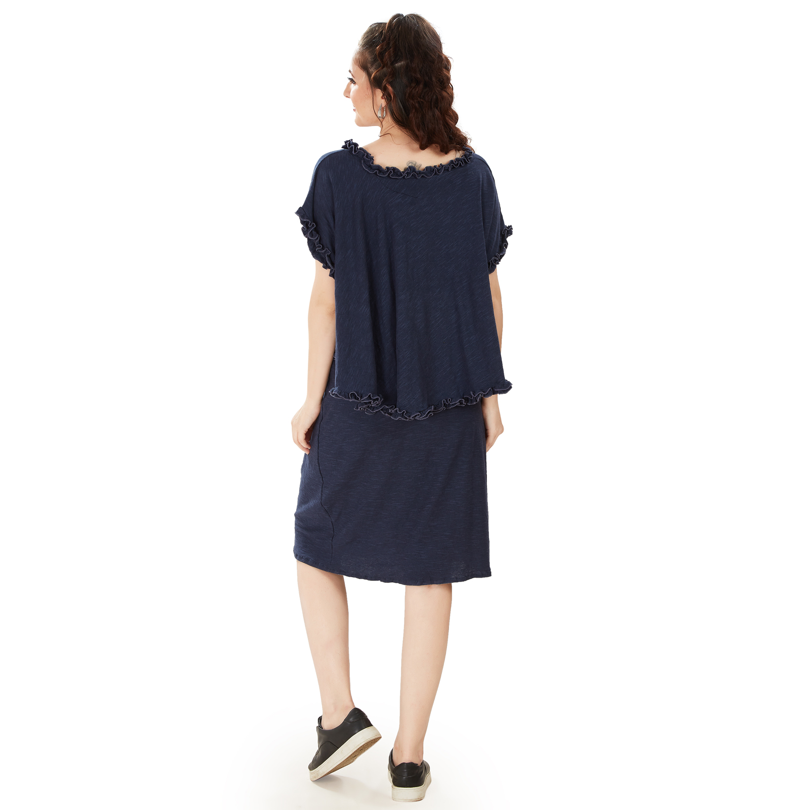 Navy Blue Cotton Maternity Dress - Blue - Image 5