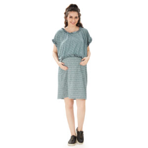Sea Green Cotton Maternity Dress - Green