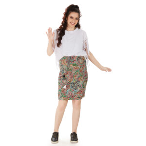 Multicolor Cotton Lycra Maternity Dress - White