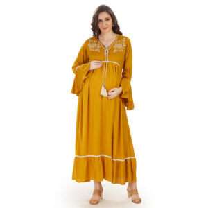 Mustard Yellow Fit Maternity Dress - Yellow