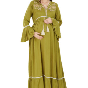 Green Fit Flare Maternity Dress - Green