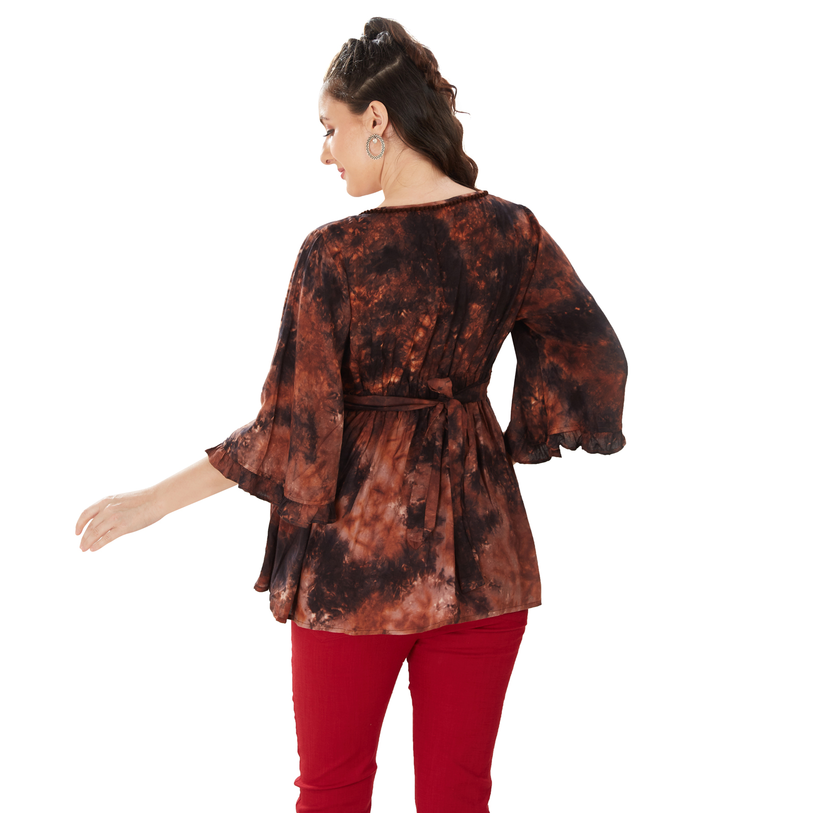 Chocolate Brown Tiedye Maternity Top - Brown - Image 5