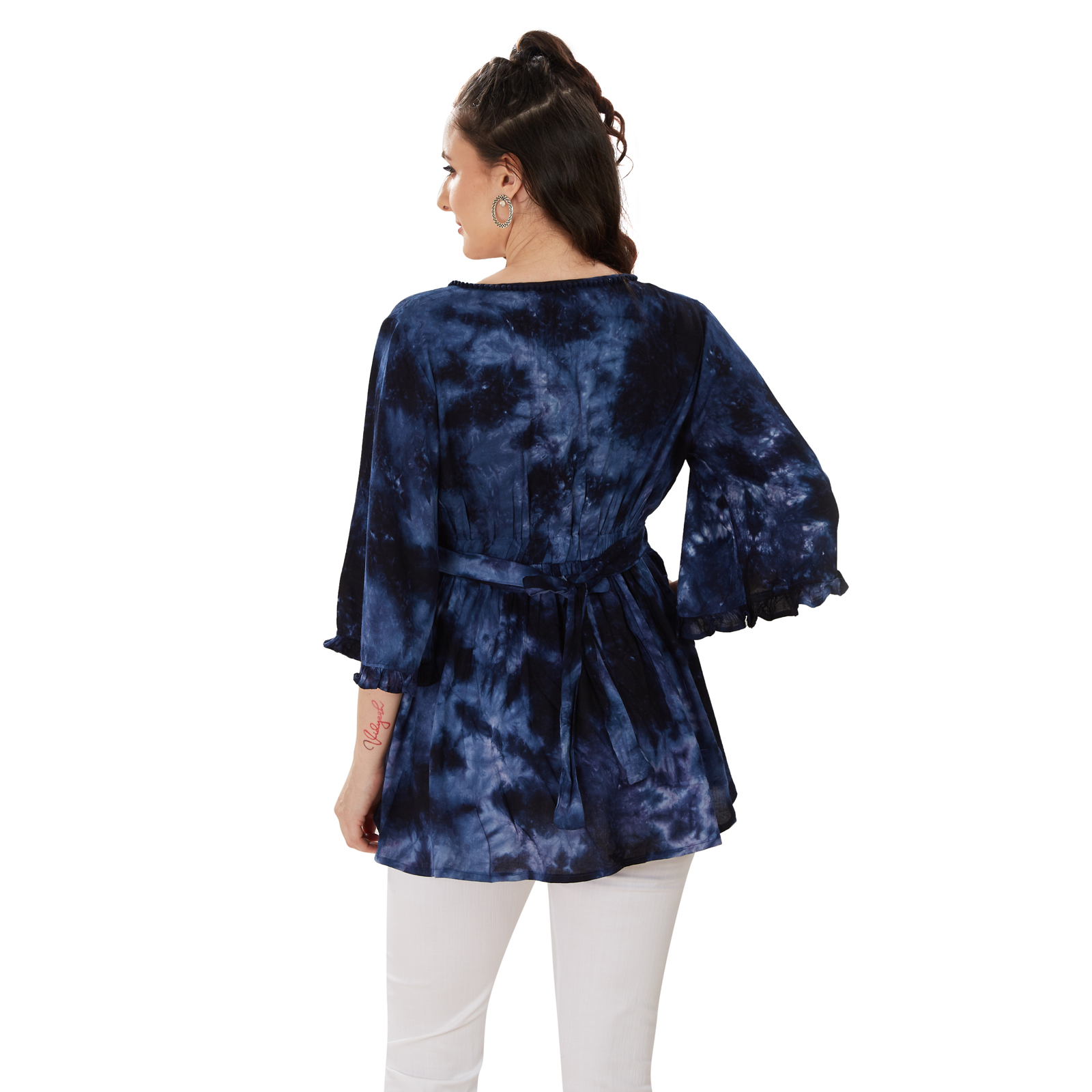 Indigo Blue Tiedye Maternity Top - Blue - Image 5