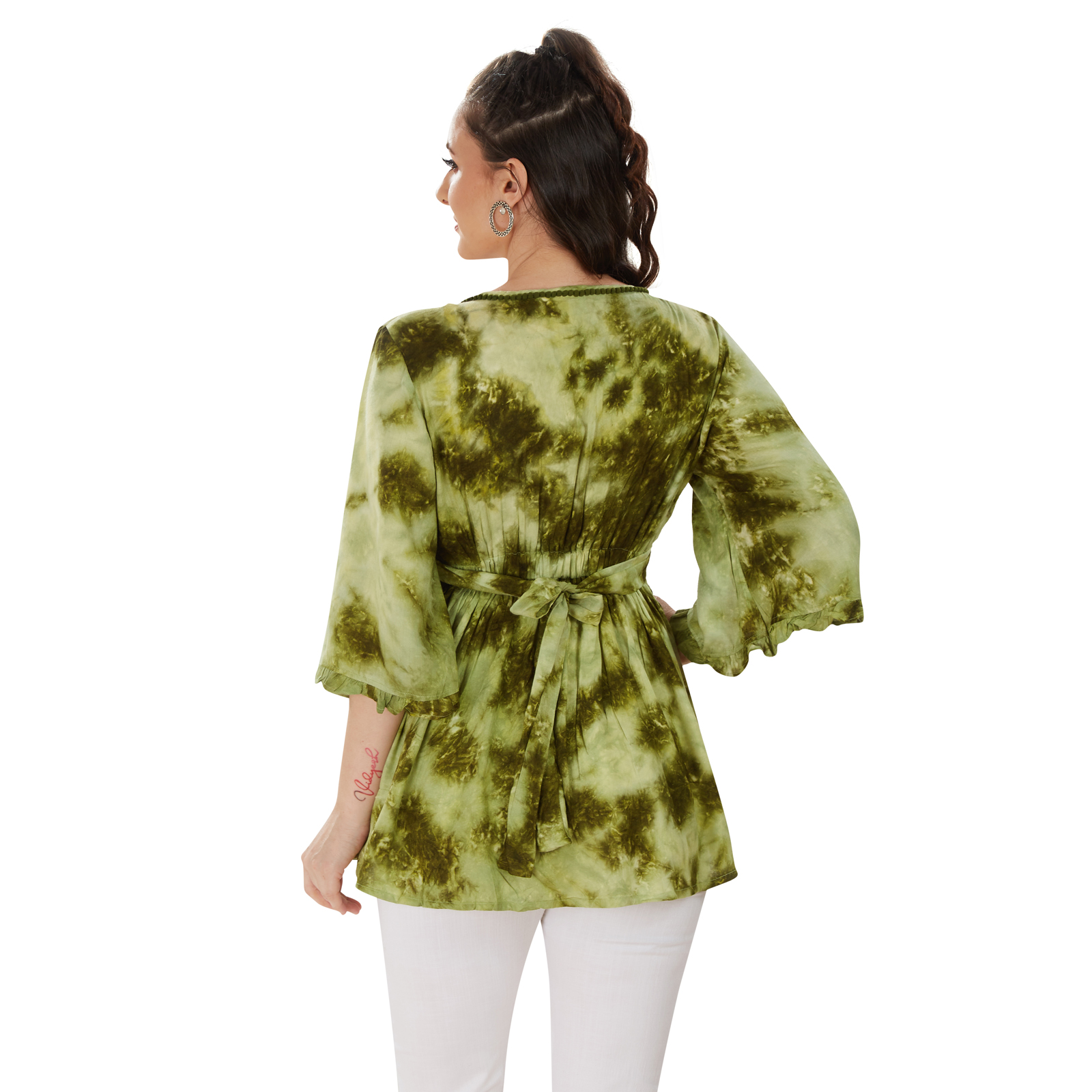 Olive Green Tiedye Maternity Top - Green - Image 5