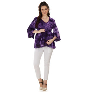 Purple Tiedye Fit Maternity Top - Purple