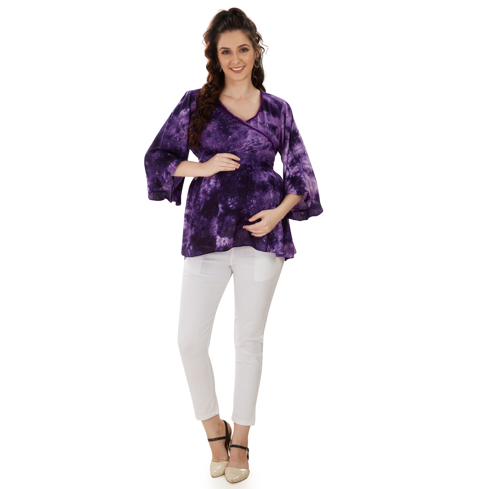 Purple Tiedye Fit Maternity Top - Purple