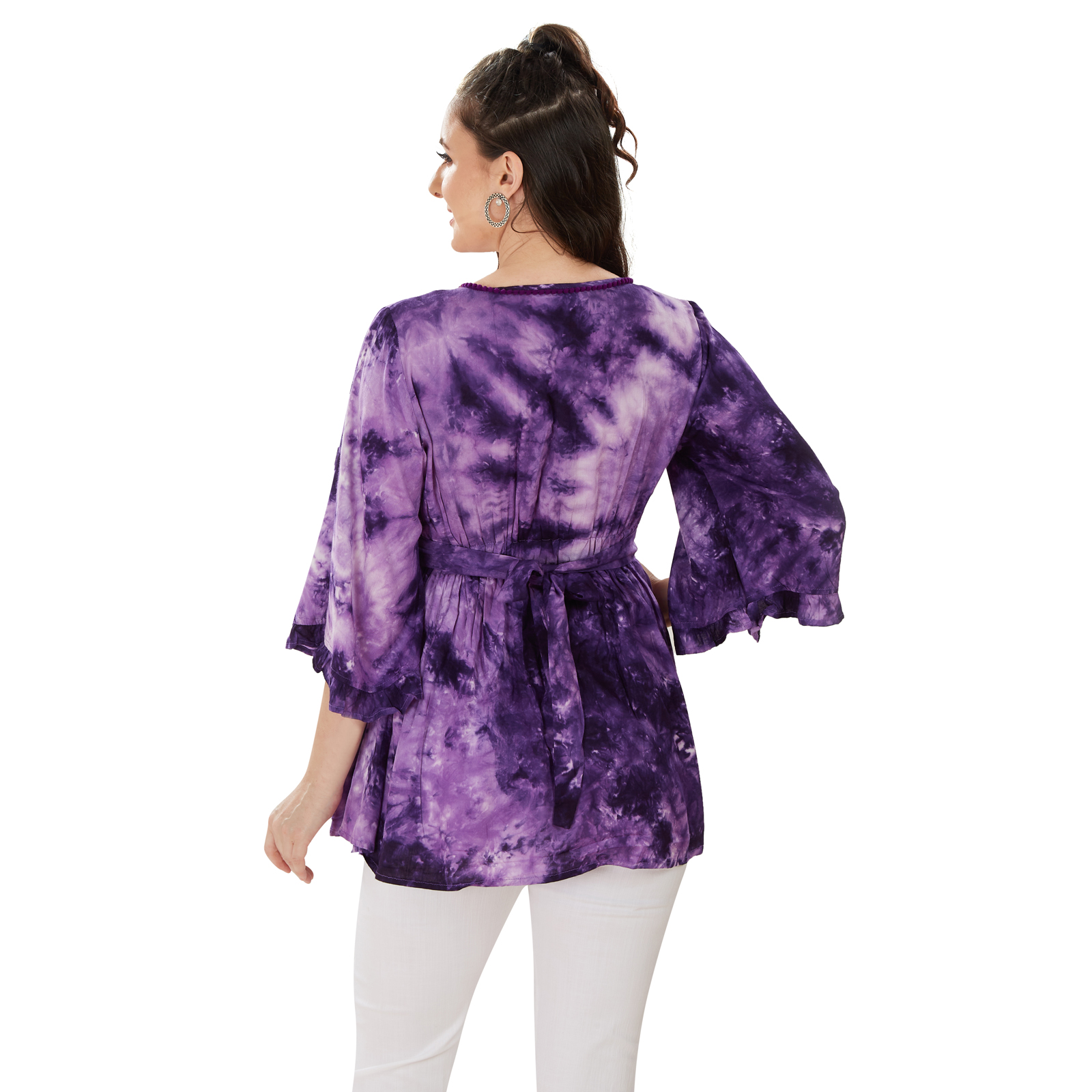 Purple Tiedye Fit Maternity Top - Purple - Image 5
