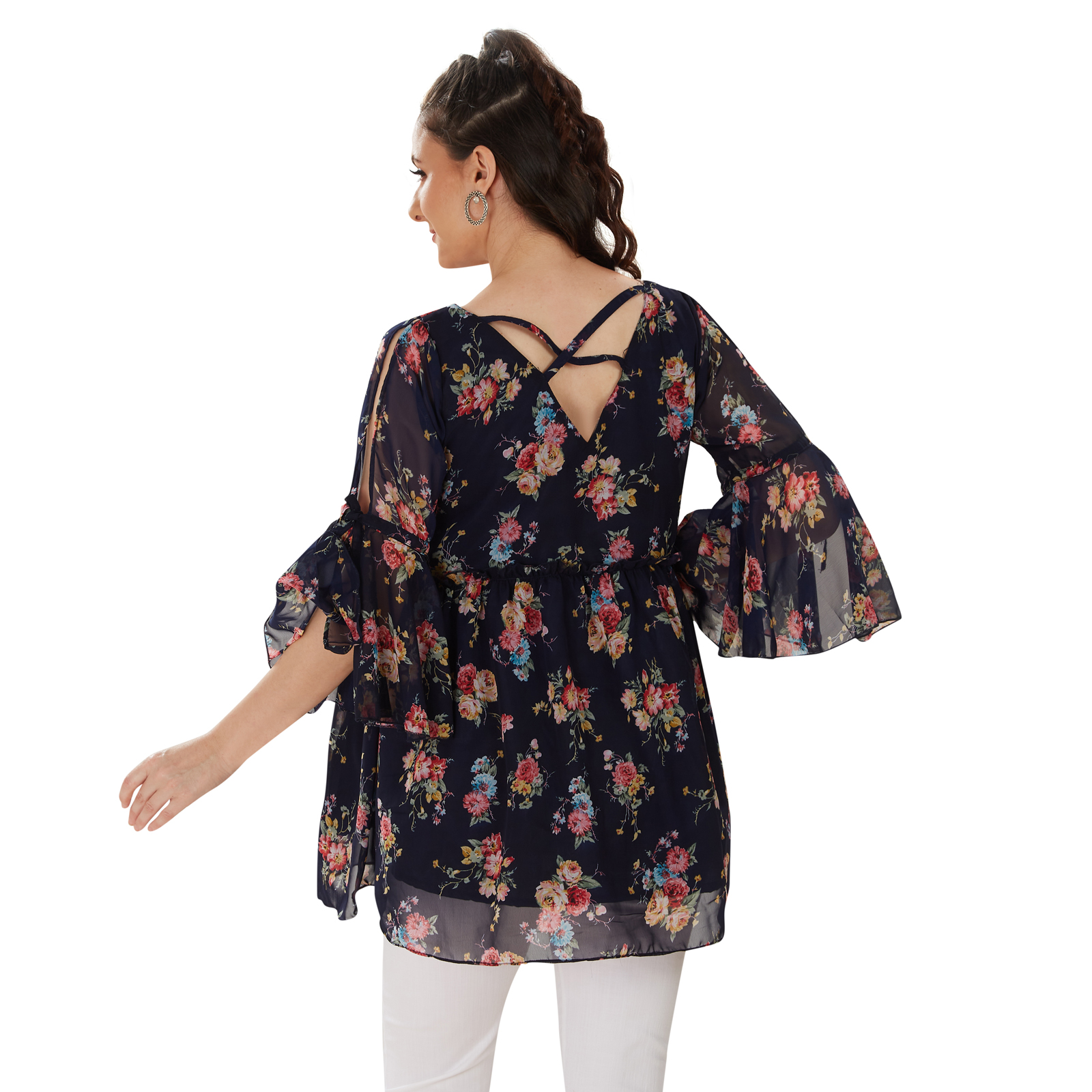 Obsidian Navy Floral Maternity Top - Blue - Image 5