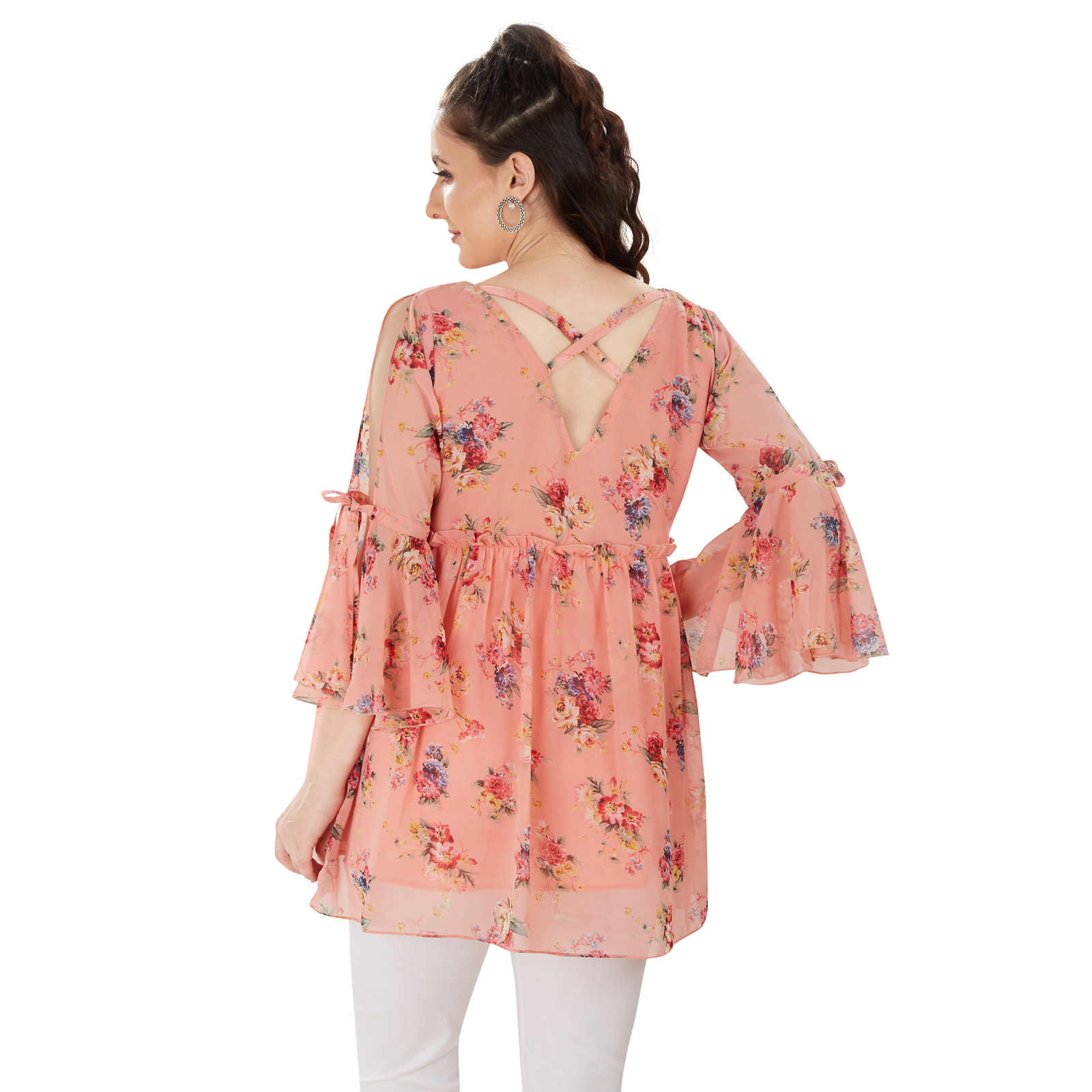 Peach Blossom Floral Maternity Top - Red - Image 5