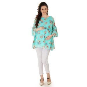 Aqua Marine Floral Maternity Top - Green