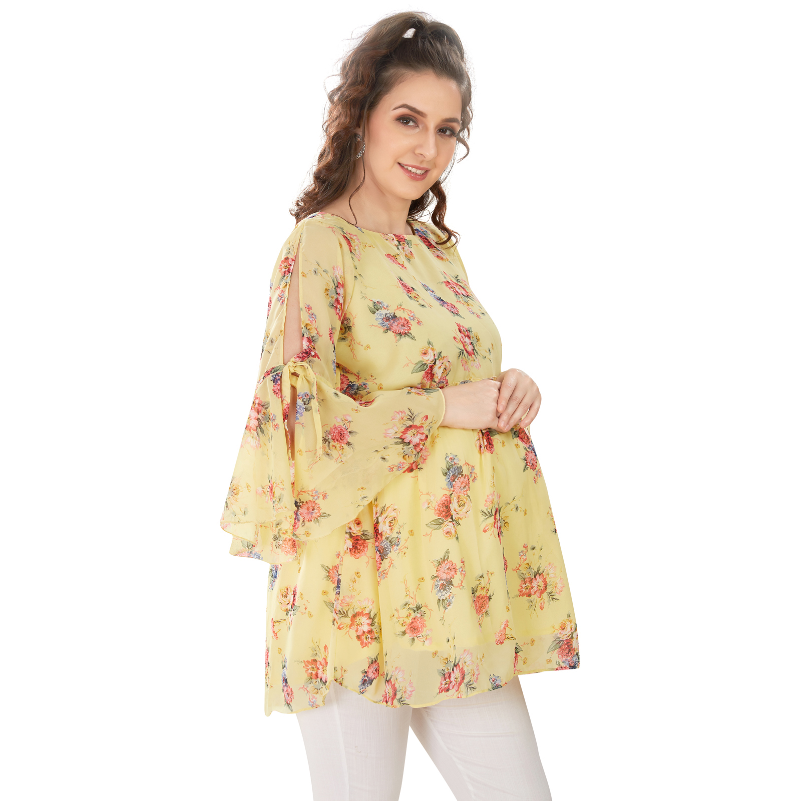 Sunshine Yellow Floral Maternity Top - Yellow - Image 3