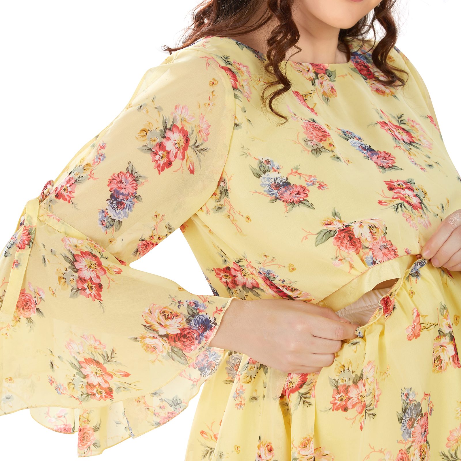 Sunshine Yellow Floral Maternity Top - Yellow - Image 4