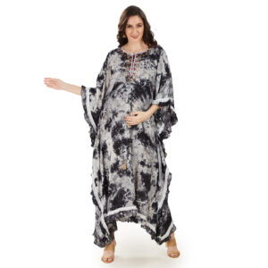 Black Rayon Tiedye Maternity Dress - Black