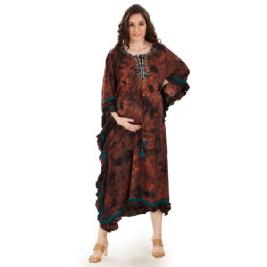 Chocolate Brown Tiedye Maternity Dress - Red