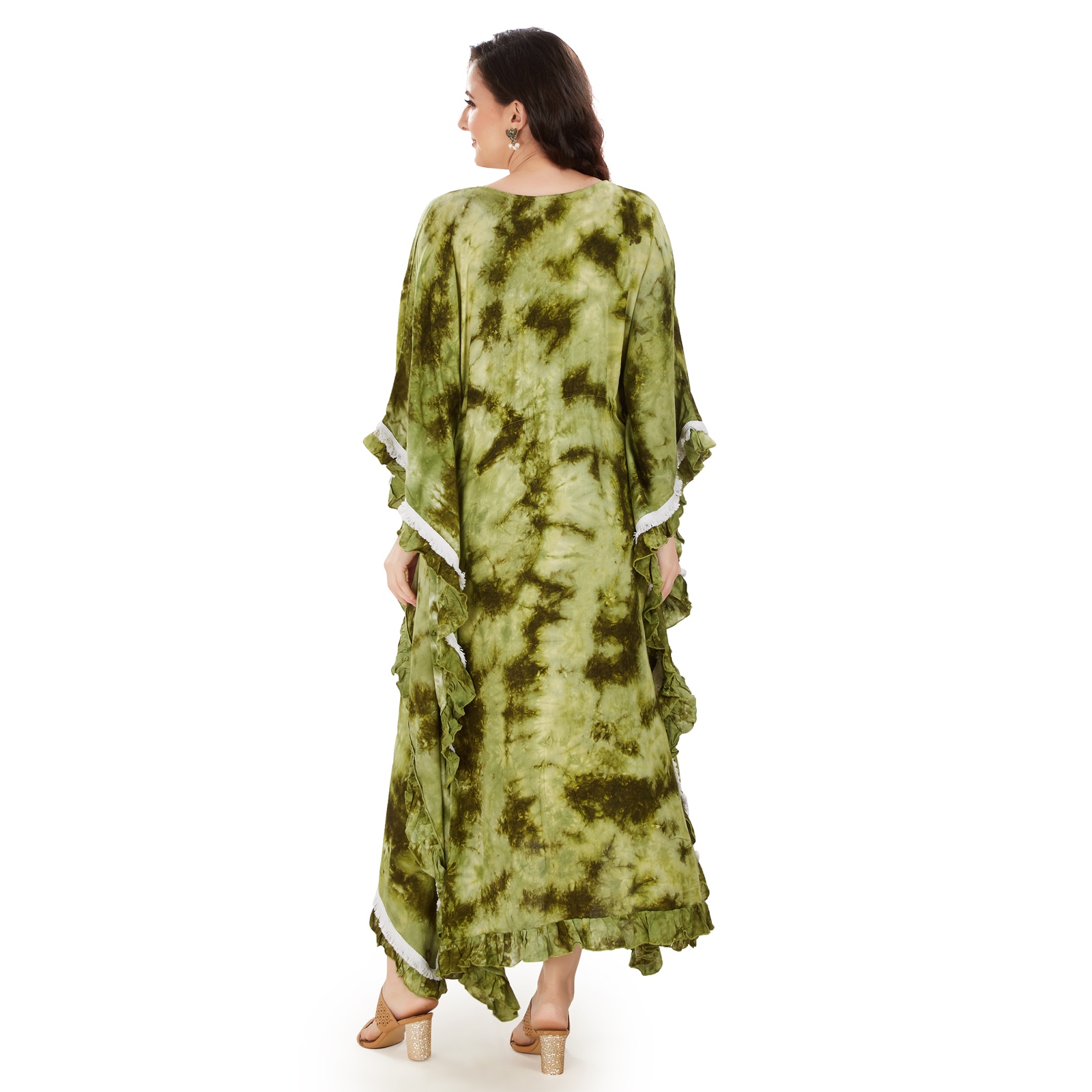 Olive Green Tiedye Maternity Dress - Green - Image 5