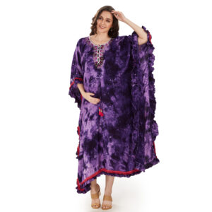 Purple Tiedye Embroidered Maternity Dress - Red