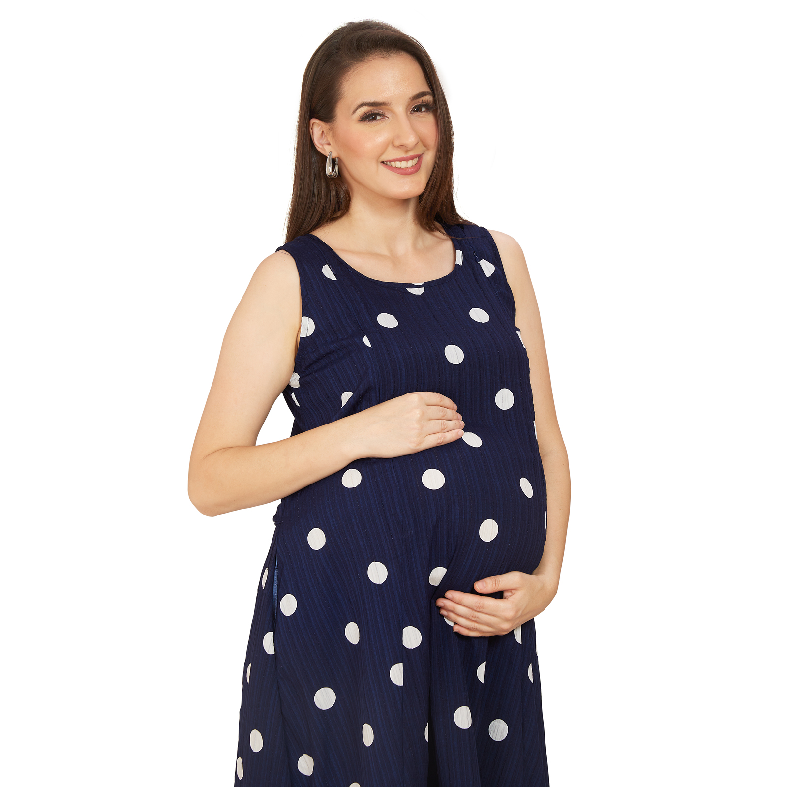 Navy Blue Classic Maternity Dress - Blue - Image 3