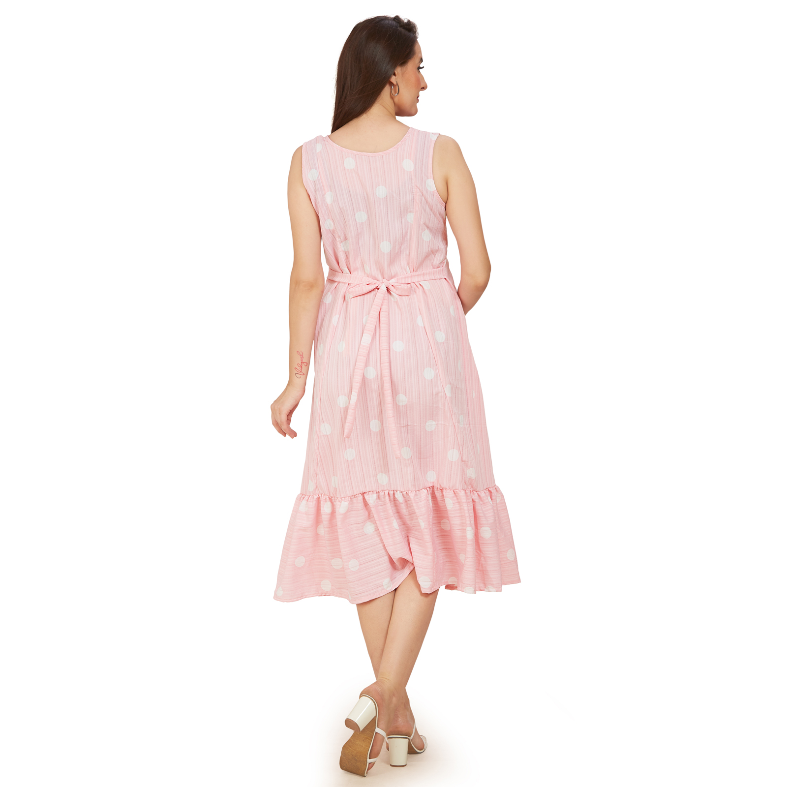 Pink Classic Solid Maternity Dress - Pink - Image 5