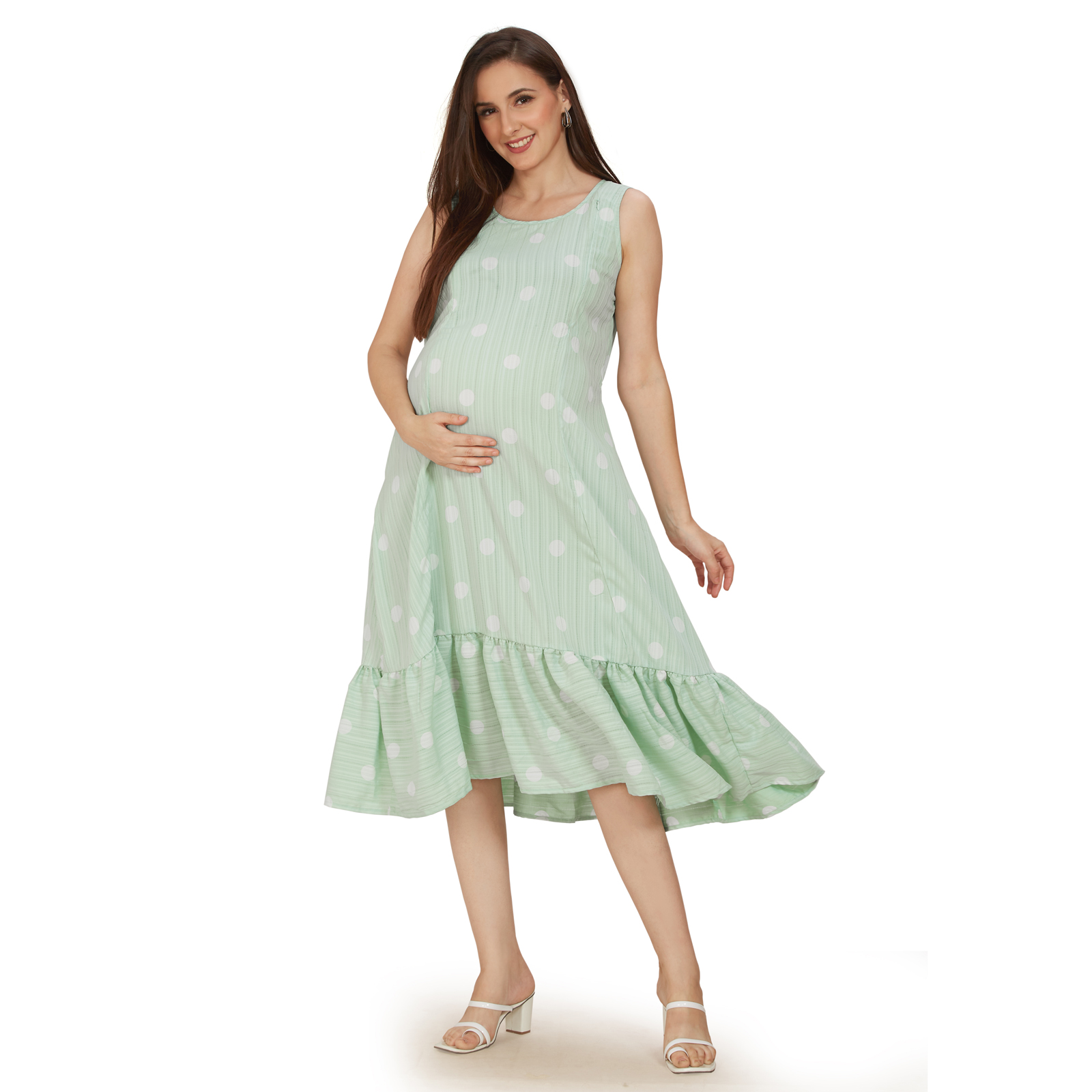 Sea Green Classic Maternity Dress - Green