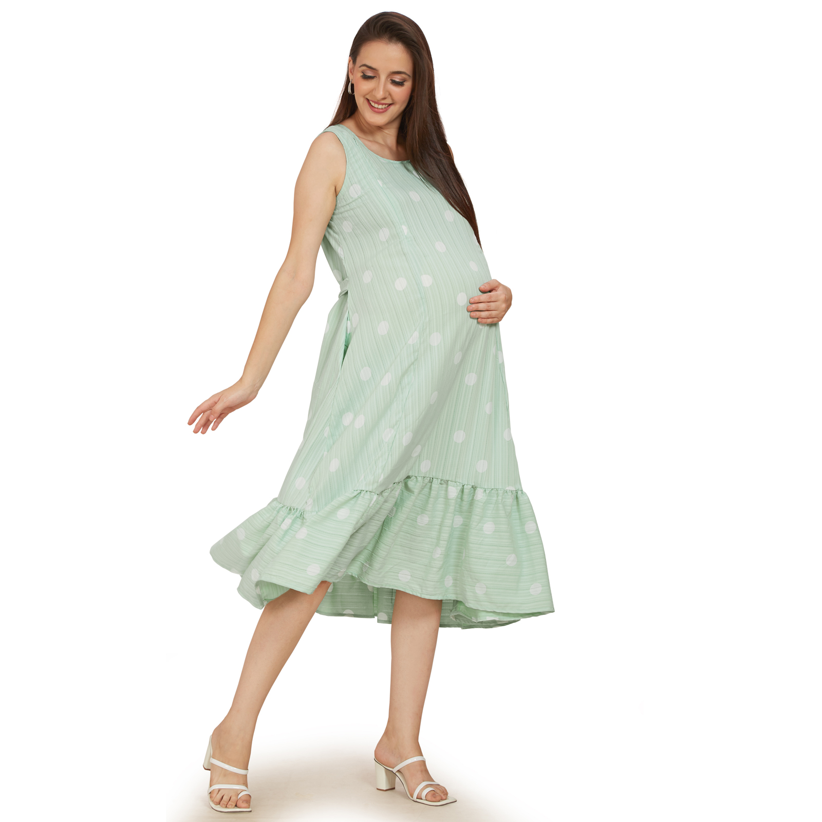 Sea Green Classic Maternity Dress - Green - Image 2