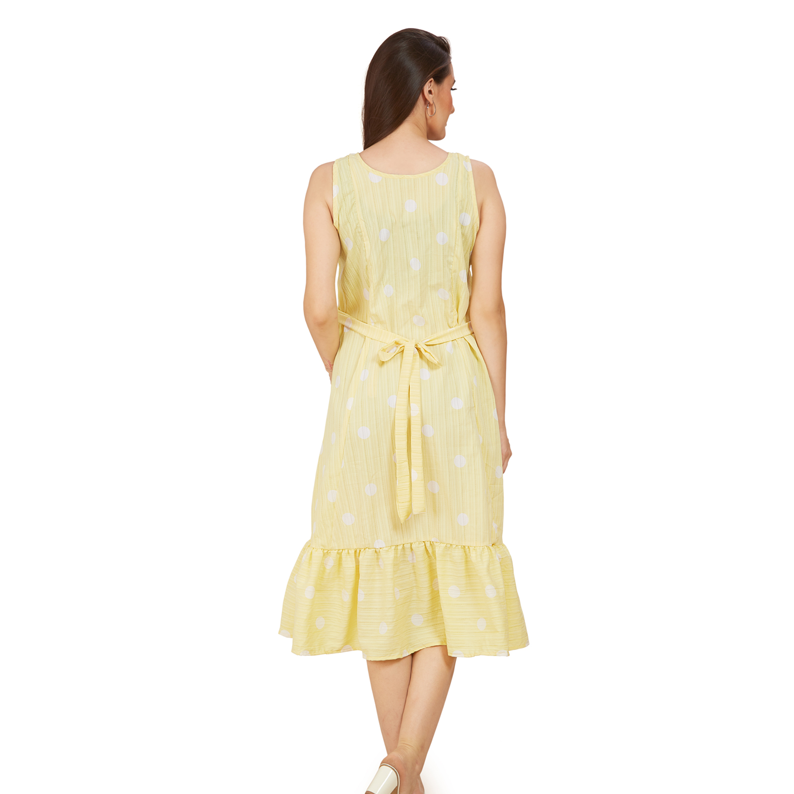 Yellow Classic Solid Maternity Dress - Yellow - Image 5