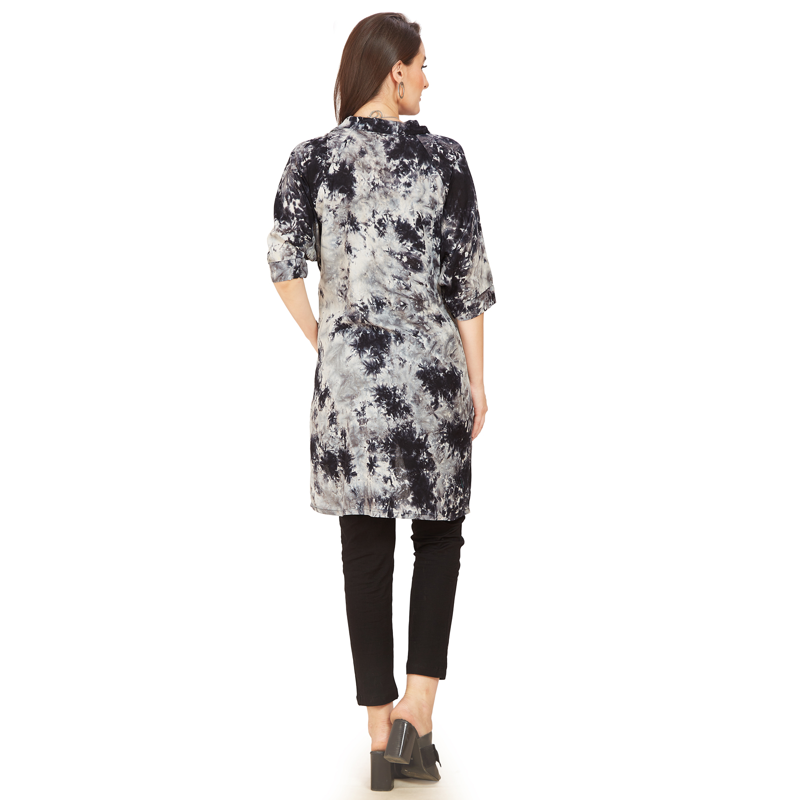 Black White Rayon Maternity Shirt - Black - Image 5