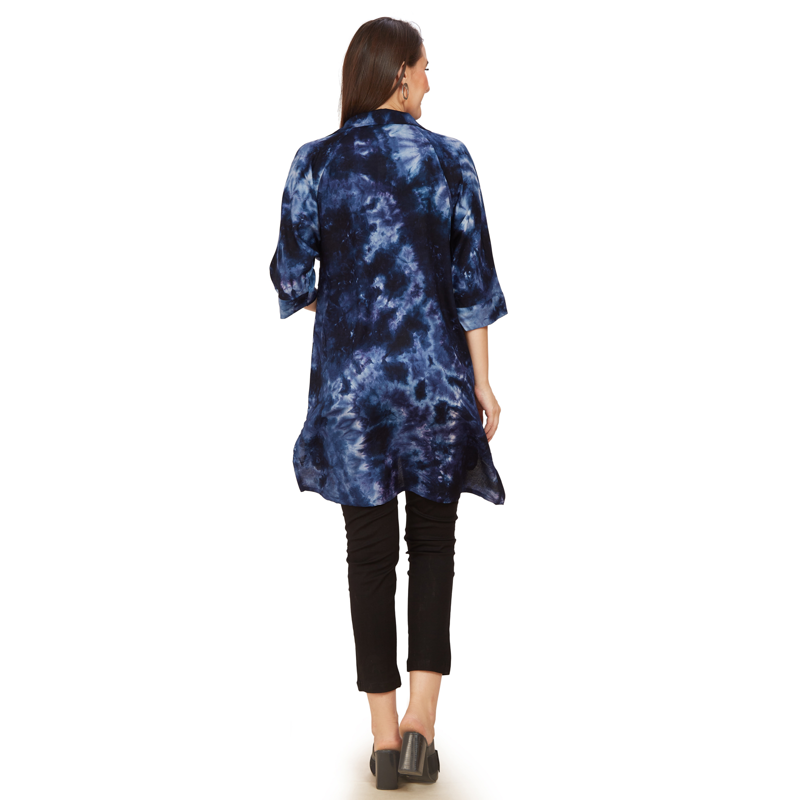 Indigo Blue Rayon Maternity Shirt - Blue - Image 5