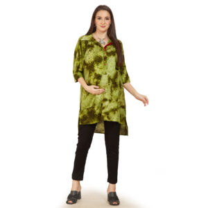 Olive Green Rayon Maternity Shirt - Green