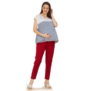 Florentine Blue Georgette Maternity Top - Blue
