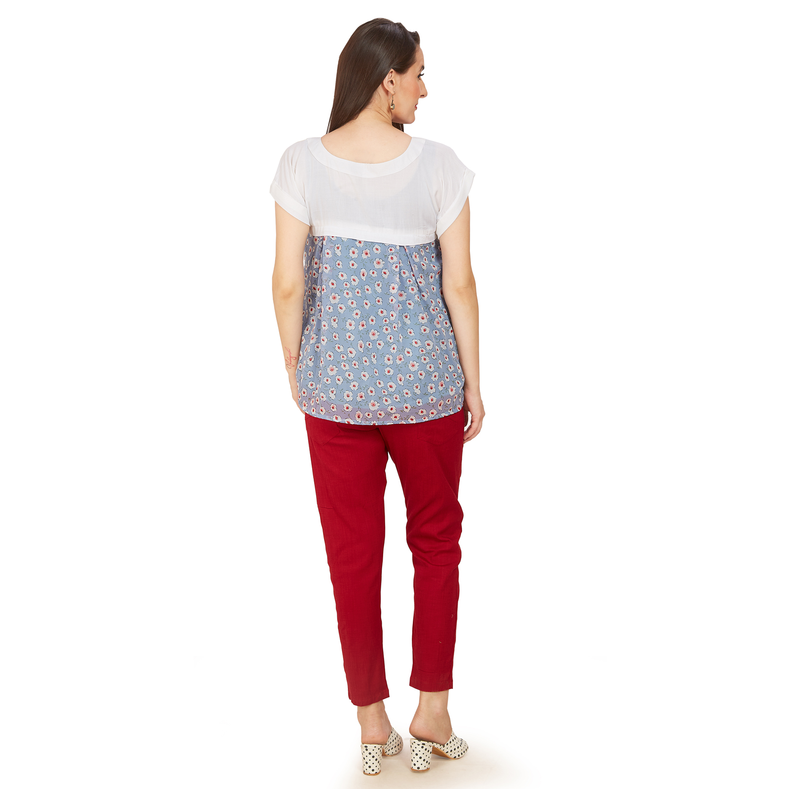 Florentine Blue Georgette Maternity Top - Blue - Image 5