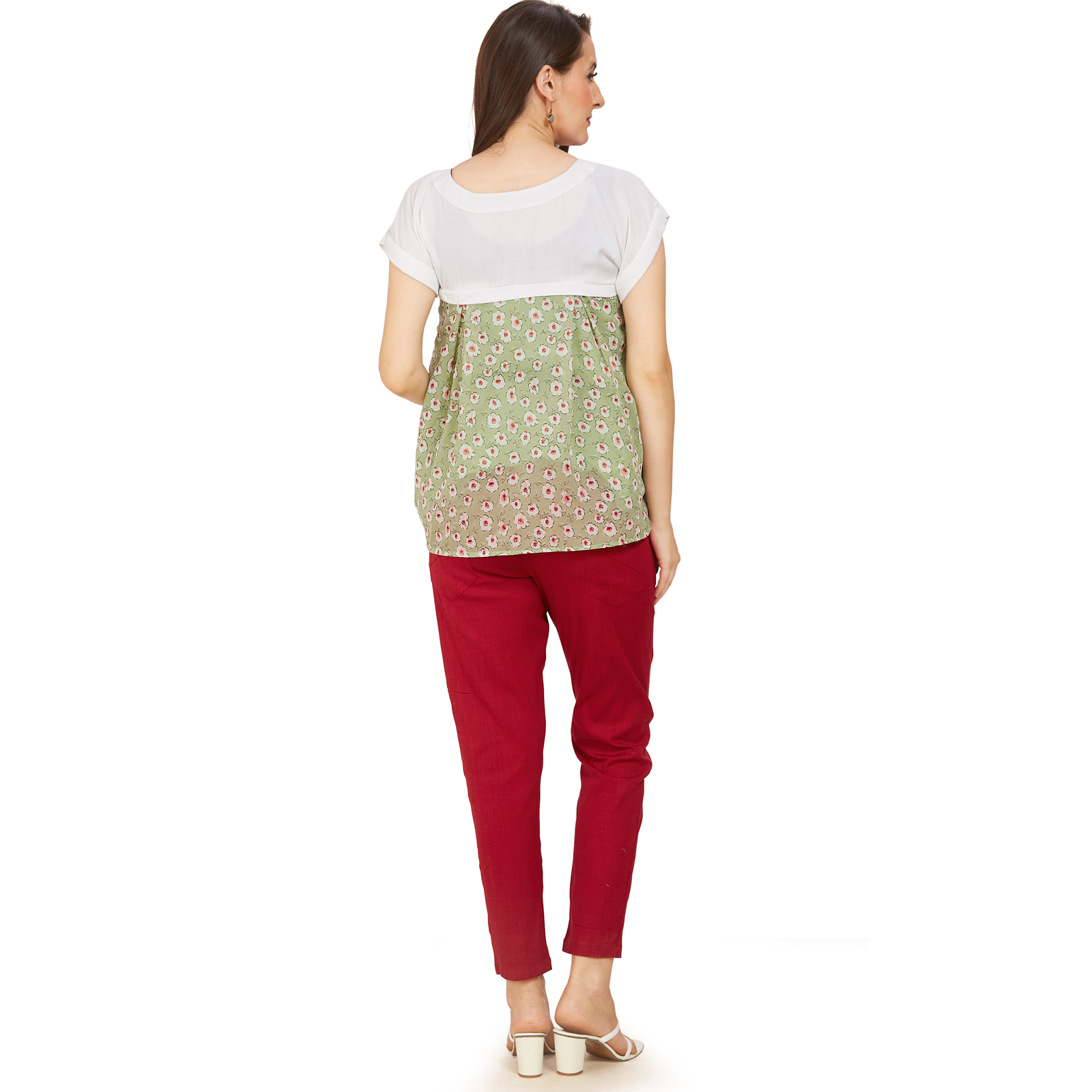 Green Rayon Georgette Maternity Top - Green - Image 5