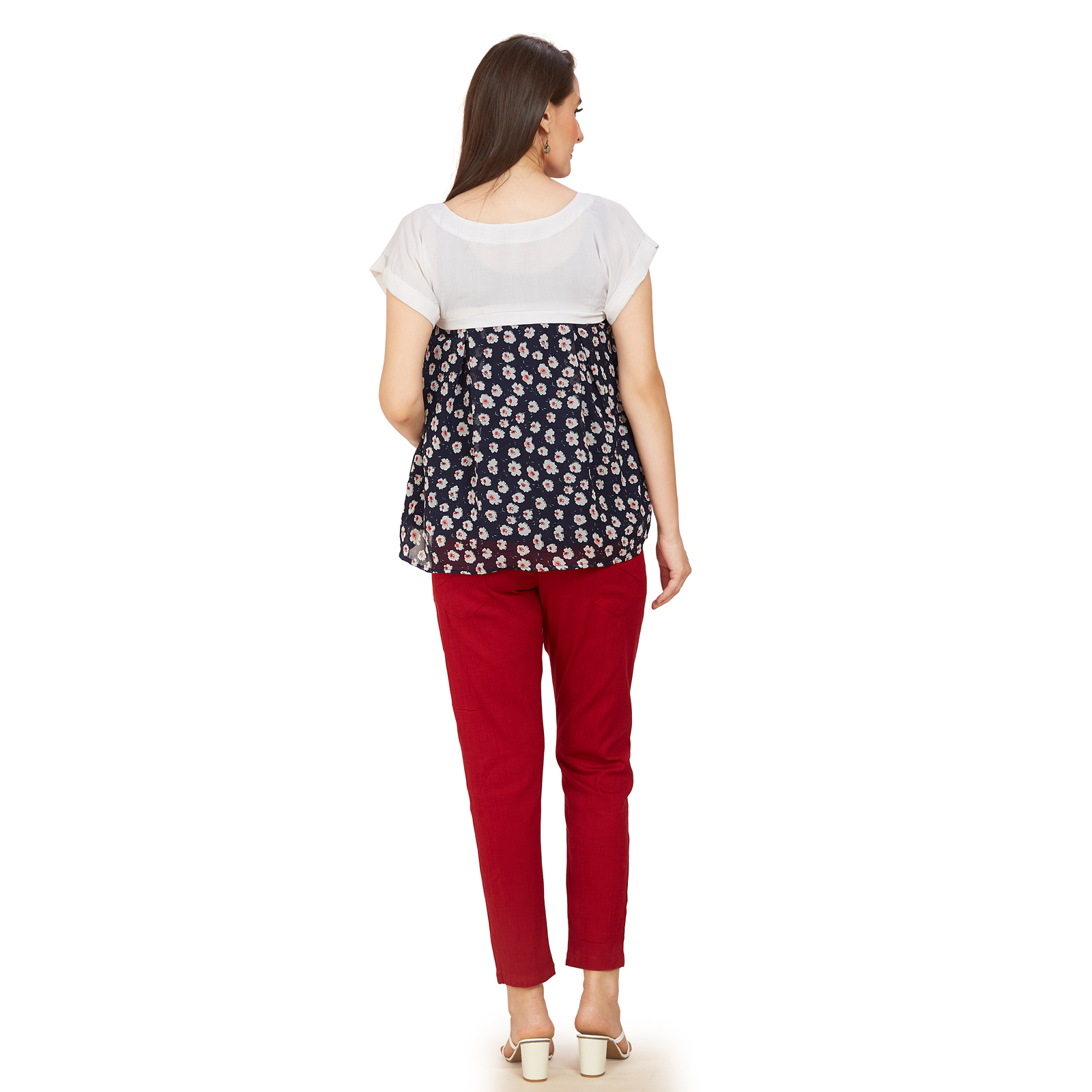 Navy Blue Rayon Maternity Top - Blue - Image 5