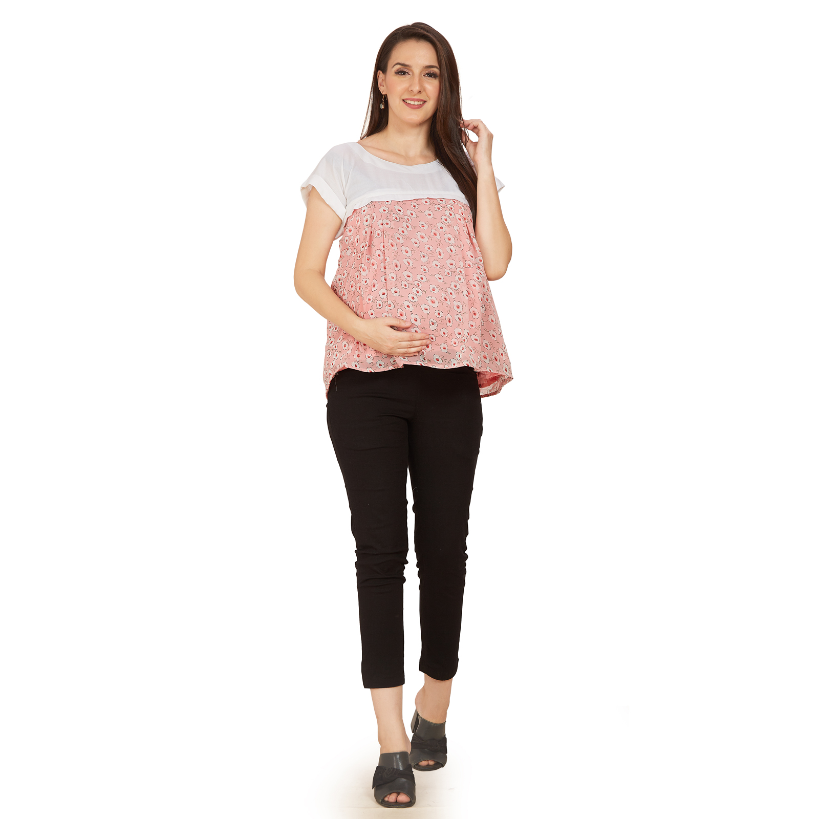 Pink Rayon Georgette Maternity Top - Pink