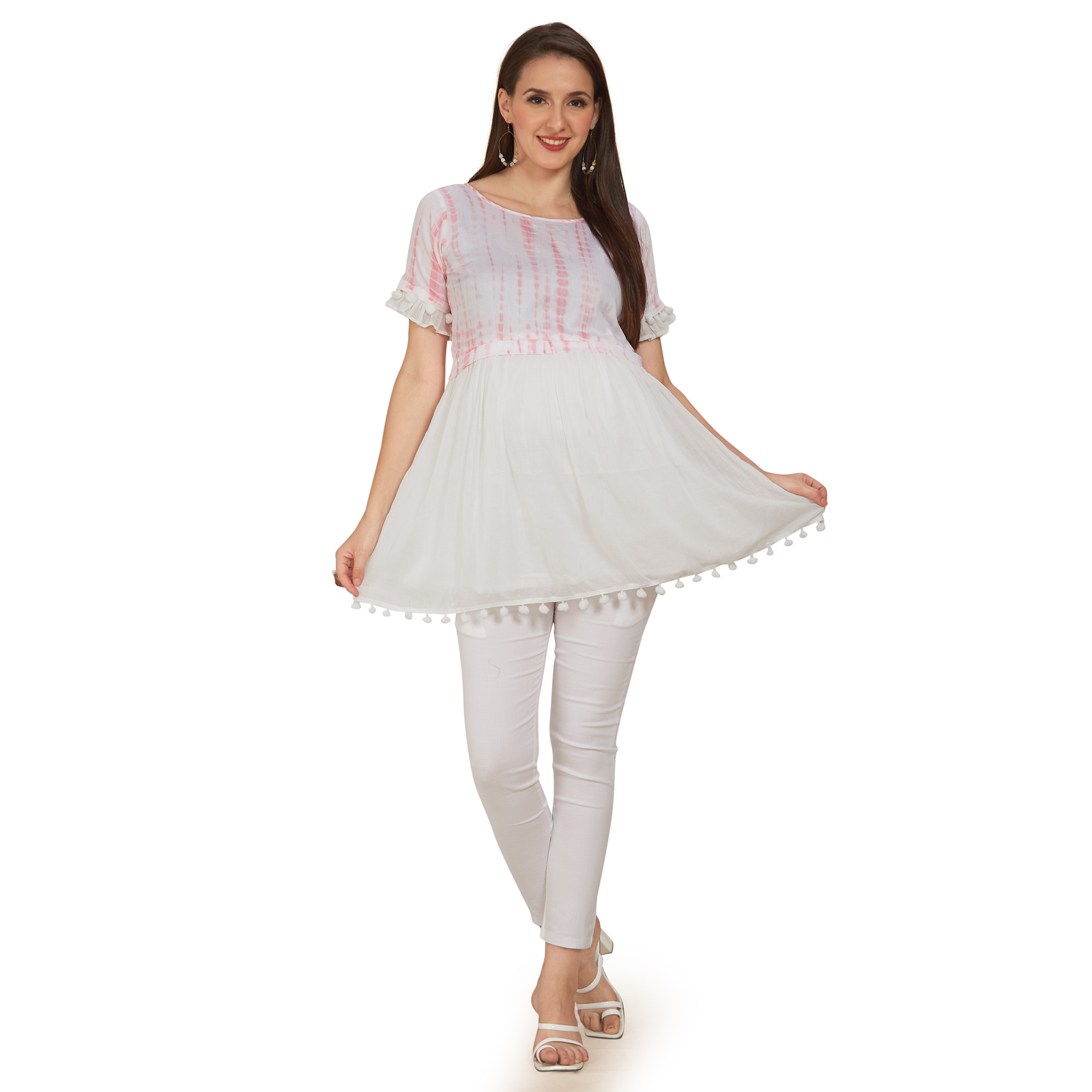 Pink Empire Tiedye Maternity Dress - Pink