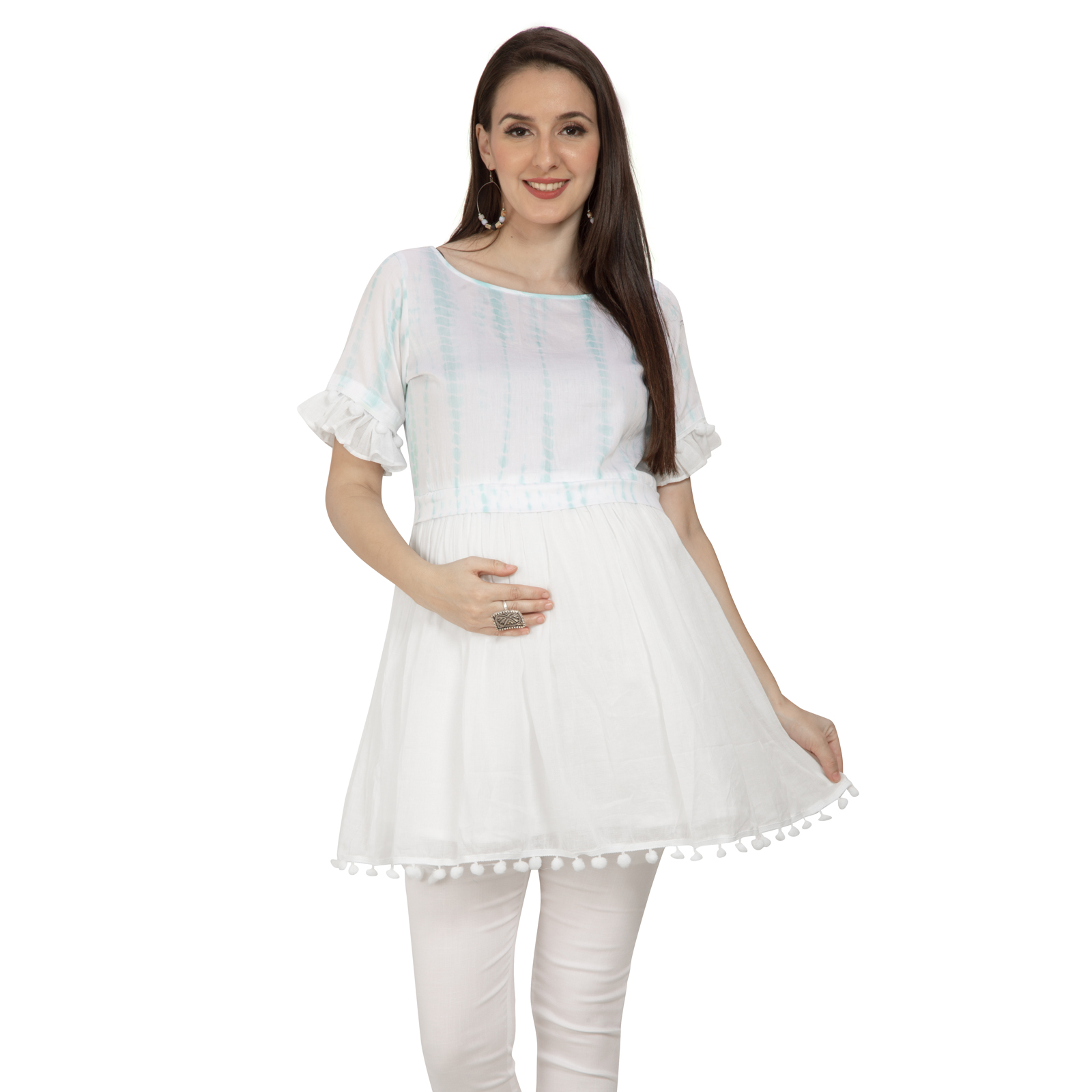 Sea Green Empire Maternity Dress - Green - Image 2