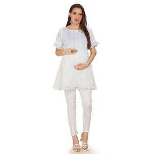 Sky Blue Empire Maternity Dress - Blue