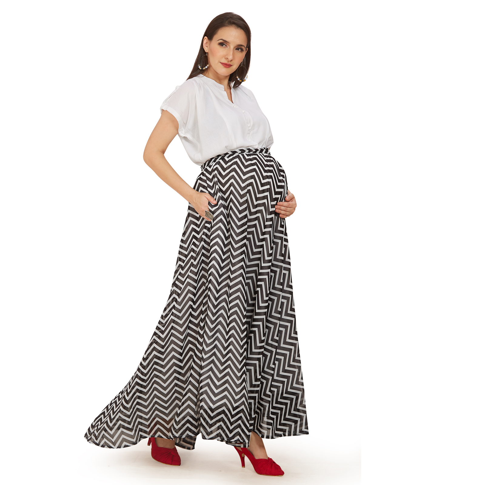 Black Rayon Georgette Maternity Dress - Black - Image 2
