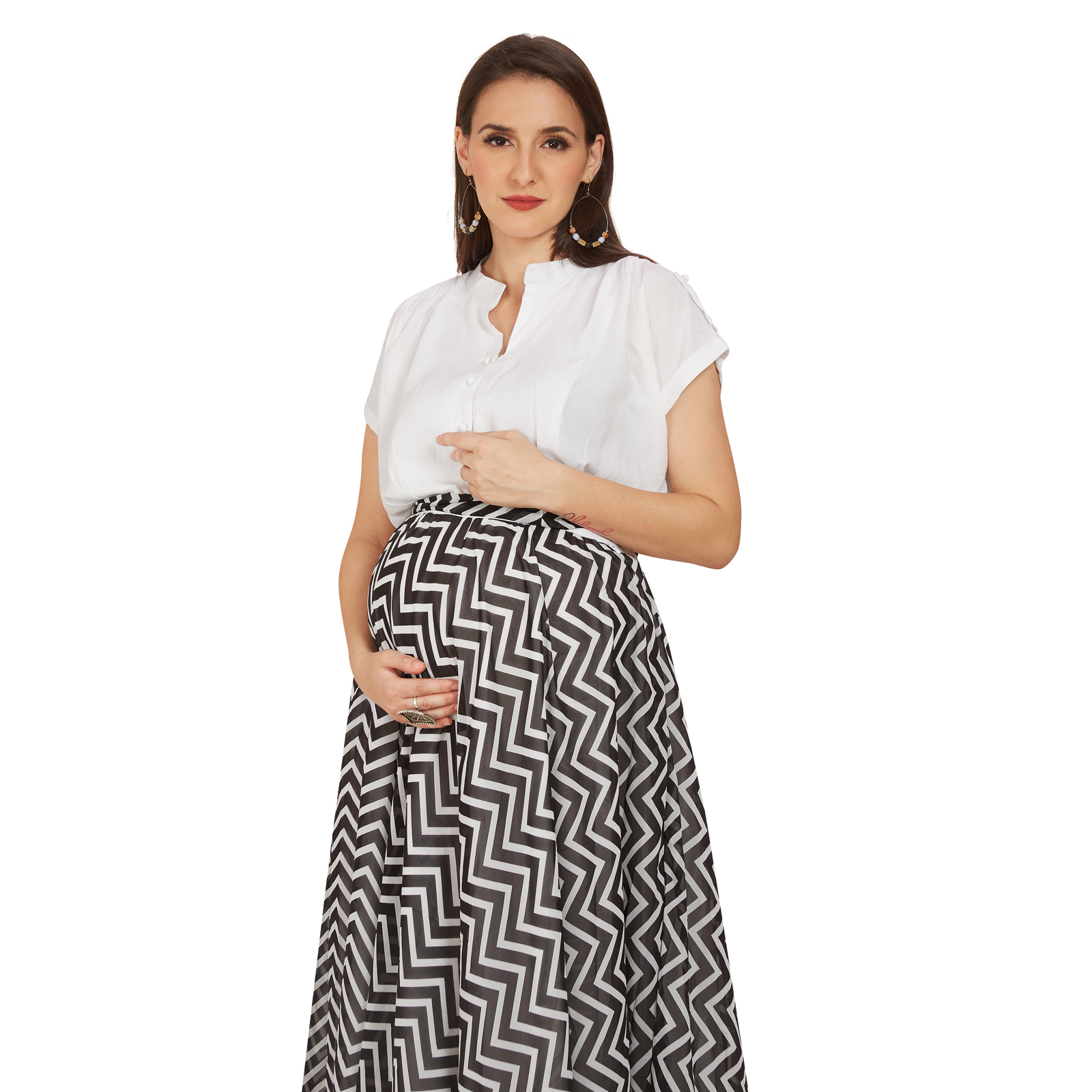 Black Rayon Georgette Maternity Dress - Black - Image 3
